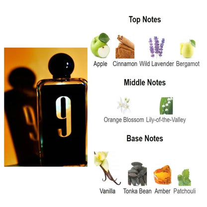 9PM Men's Perfume 100ML 3.4FL.OZ, Long Lasting Gourmet Oriental Notes Cologne, Eau De Parfum, Feronomas Perfume Hombre