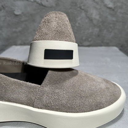 2025 Concise Men Flats Shoes Round Toe Frosted Cowhide Upper Hard Wearing Comfortable Solid Casual Sneakers Daily Walking Shoes