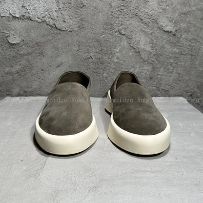 2025 Concise Men Flats Shoes Round Toe Frosted Cowhide Upper Hard Wearing Comfortable Solid Casual Sneakers Daily Walking Shoes