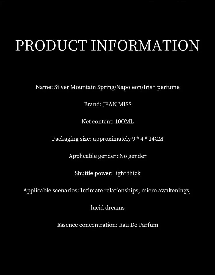 100ML Men's Napoleon Knight Perfume Pure Ocean Fragrance Fruit Wood Fragrance Covering Sweat Flavor Body Flavor