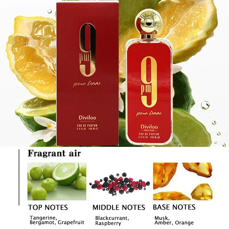 100ml/ 3.4oz Original 9PM/9AM Men's Perfume Arabian Perfume Light FragranceLong-lasting Fragrance Pheromone Charming Charm Gift