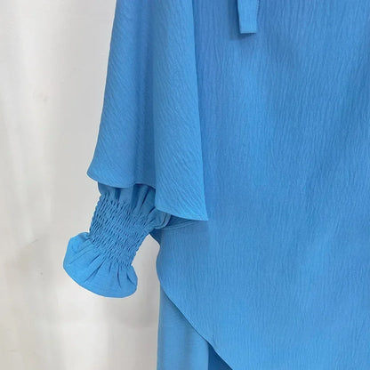 Abaya and Khimar Set Jilbab 2 Piece Ramadan Long Hijab Dress Muslim Prayer Clothes Jilbabs for Women Turkey Islam Dubai Outfit