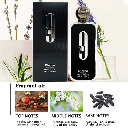 100ml/ 3.4oz Original 9PM/9AM Men's Perfume Arabian Perfume Light FragranceLong-lasting Fragrance Pheromone Charming Charm Gift