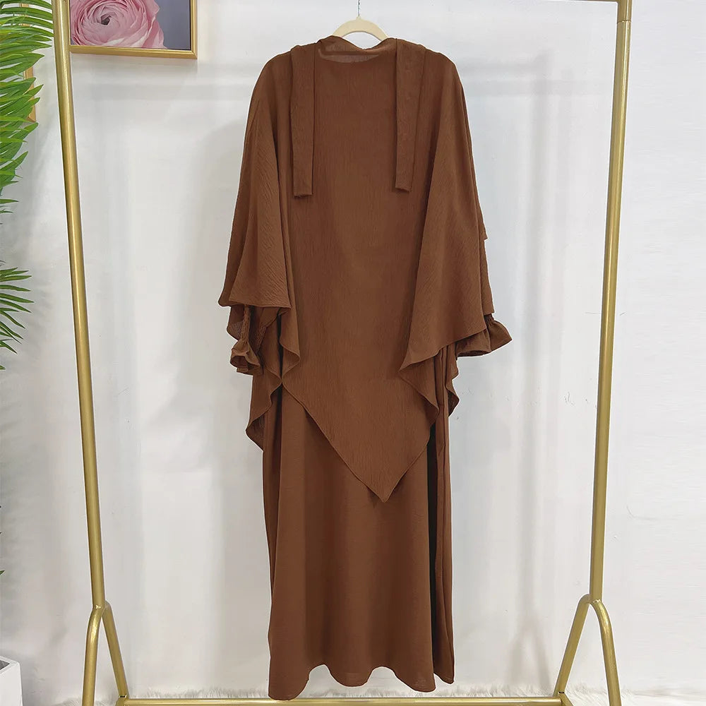 Abaya and Khimar Set Jilbab 2 Piece Ramadan Long Hijab Dress Muslim Prayer Clothes Jilbabs for Women Turkey Islam Dubai Outfit
